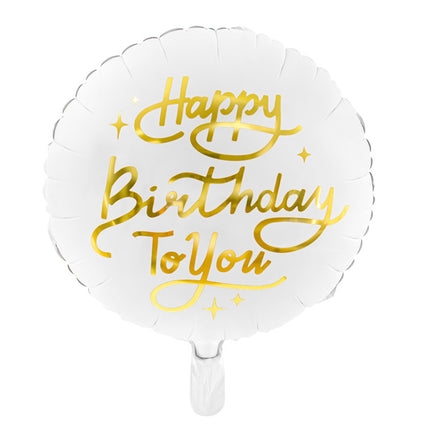 Feestbazaar Folieballon Happy Birthday Goud/Wit (45cm)