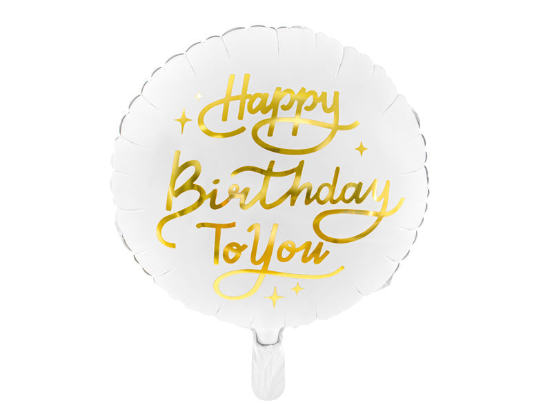 Feestbazaar Folieballon Happy Birthday Goud/Wit (45cm)