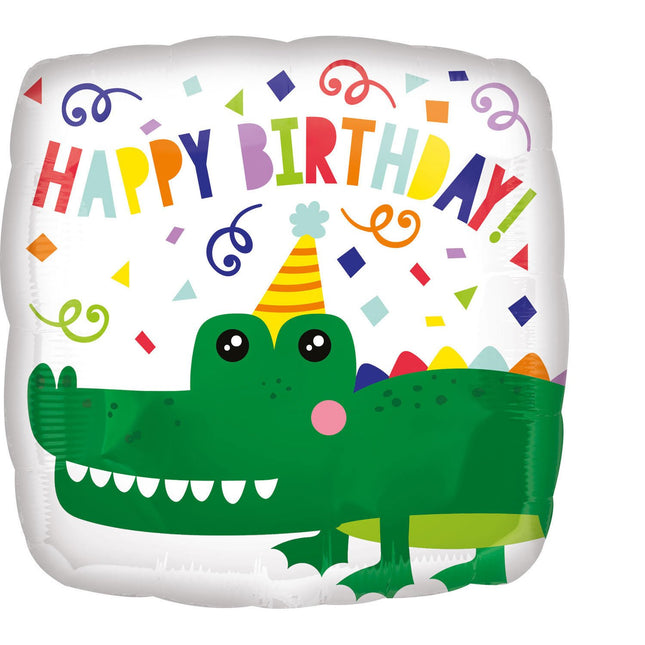 Feestbazaar Folieballon Happy Birthday Krokodil - 43 cm