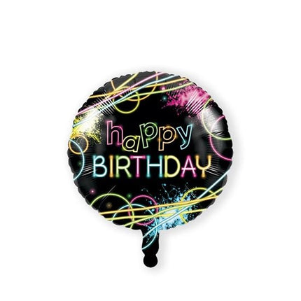 Feestbazaar Folieballon Happy Birthday Neon - 46 cm