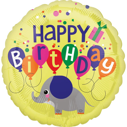 Feestbazaar Folieballon Happy Birthday Olifant Geel - 45 cm