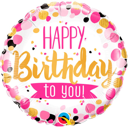 Feestbazaar Folieballon Happy Birthday Roze/Goud - 45 cm