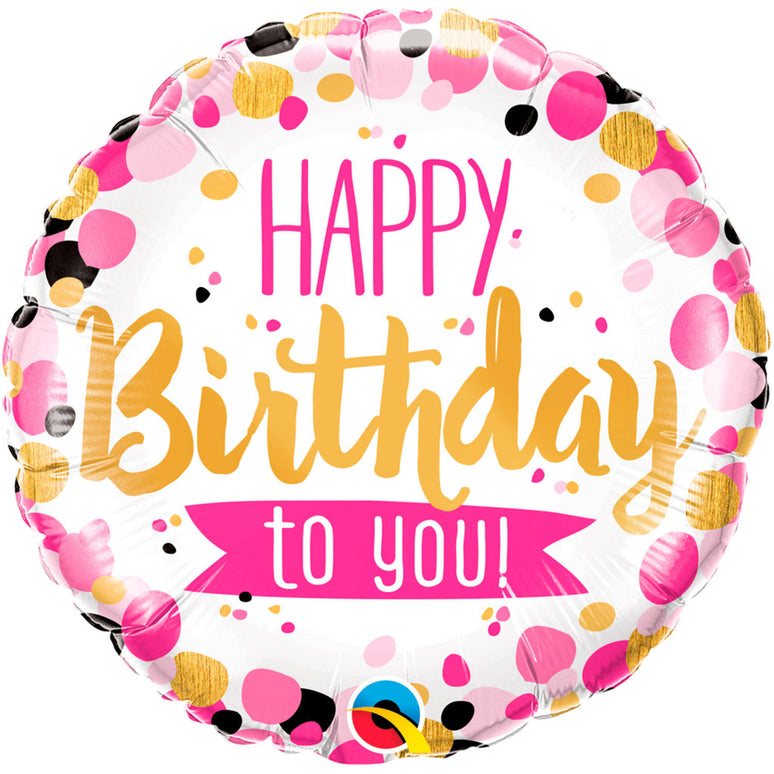 Feestbazaar Folieballon Happy Birthday Roze/Goud - 45 cm