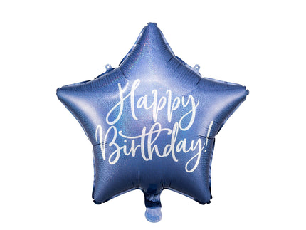 Feestbazaar Folieballon Happy Birthday Ster Blauw (40cm)