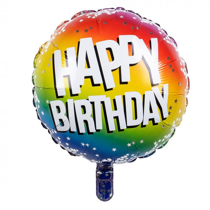 Feestbazaar Folieballon Happy Birthday Sterretjes Rainbow (45cm)