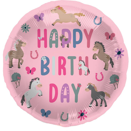Feestbazaar Folieballon Happy Horses Roze (45cm)