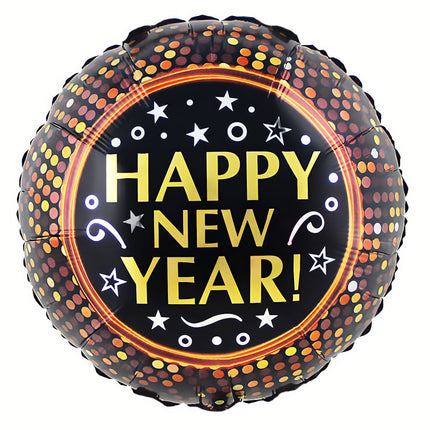 Feestbazaar Folieballon Happy New Year Stippen (45cm)