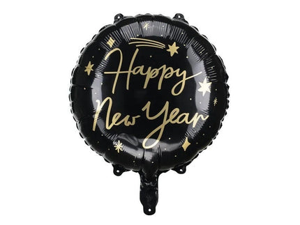 Feestbazaar Folieballon Happy New Year Zwart/Goud (45cm)
