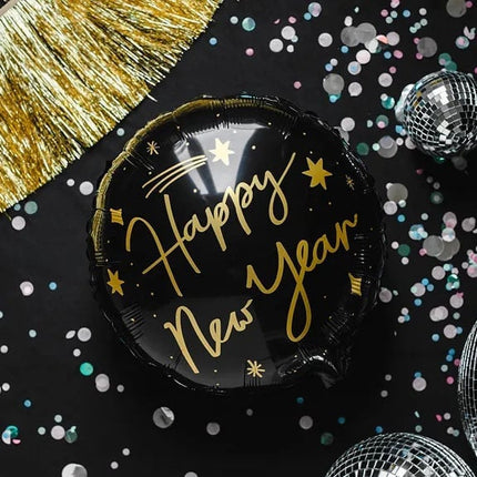 Feestbazaar Folieballon Happy New Year Zwart/Goud (45cm)