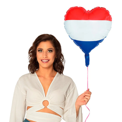 Feestbazaar Folieballon Hart Holland Rood Wit Blauw (45cm)