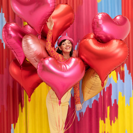 Feestbazaar Folieballon Hart Hot Pink Satijn (75x64,5cm)