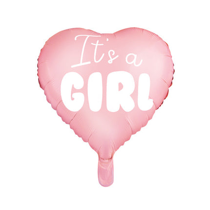 Feestbazaar Folieballon Hart licht pink It's a girl 45cm