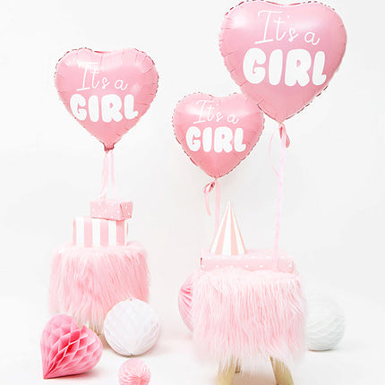 Feestbazaar Folieballon Hart licht pink It's a girl 45cm