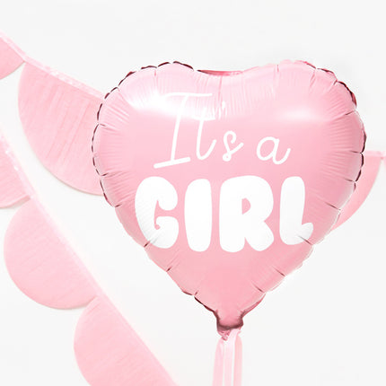 Feestbazaar Folieballon Hart licht pink It's a girl 45cm