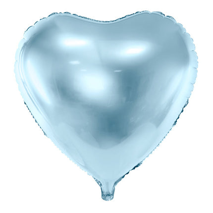 Feestbazaar Folieballon Hart Metallic Blauw - 45 cm
