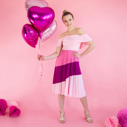 Feestbazaar Folieballon Hart Metallic Hard Roze (45cm)