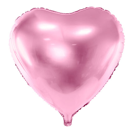 Feestbazaar Folieballon Hart Metallic Lichtroze - 45 cm