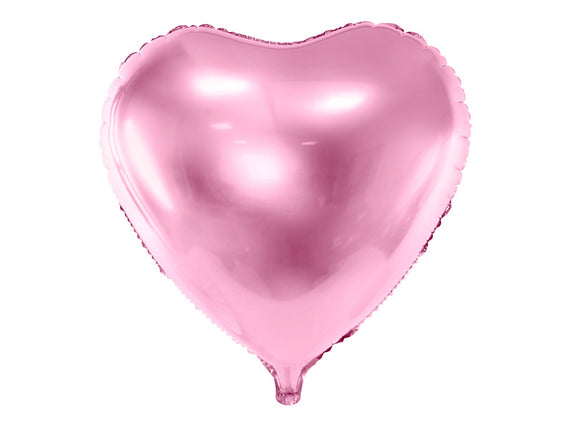Feestbazaar Folieballon Hart Metallic Lichtroze - 45 cm
