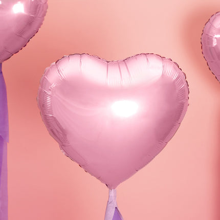 Feestbazaar Folieballon Hart Metallic Lichtroze - 45 cm