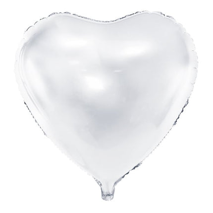 Feestbazaar Folieballon Hart Metallic Wit - 45 cm