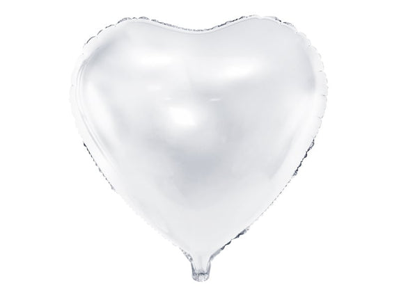 Feestbazaar Folieballon Hart Metallic Wit - 45 cm