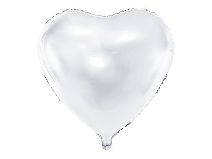 Feestbazaar Folieballon Hart Metallic Wit - 45 cm