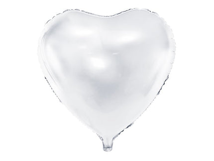 Feestbazaar Folieballon Hart Metallic Wit - 45 cm
