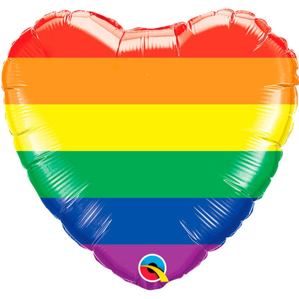 Feestbazaar Folieballon Hart Regenboog 45cm