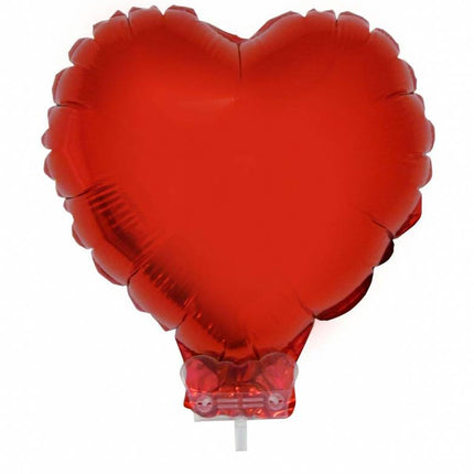 Feestbazaar Folieballon Hart rood 28cm met stokje