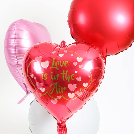 Feestbazaar Folieballon Hart Roze 'Love Is In The Air' (45cm)