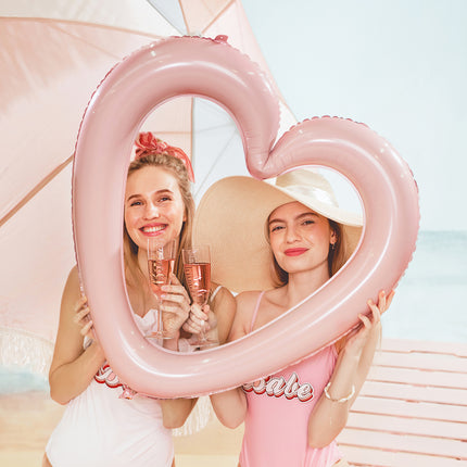 Feestbazaar Folieballon Hartvormige Frame Licht Roze (73x72cm)
