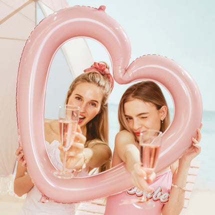 Feestbazaar Folieballon Hartvormige Frame Licht Roze (73x72cm)