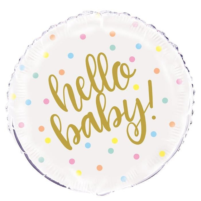 Feestbazaar Folieballon Hello Baby Stipppen - 45cm