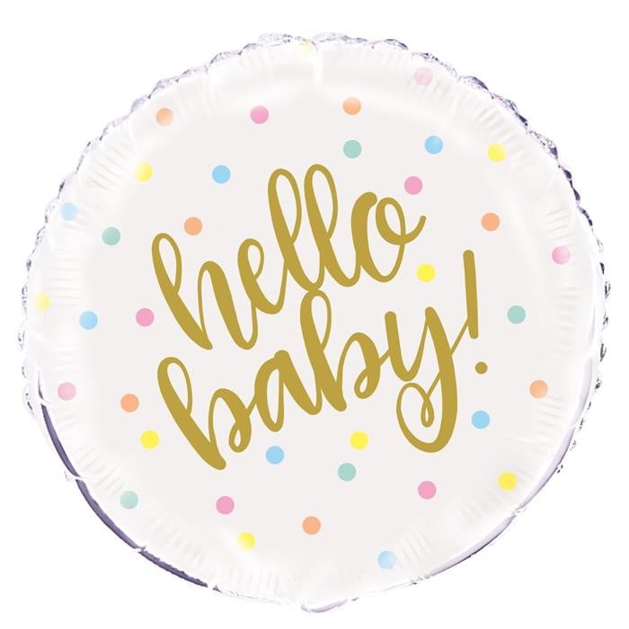 Feestbazaar Folieballon Hello Baby Stipppen - 45cm