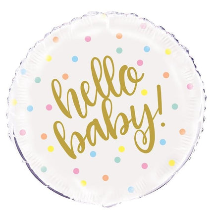 Feestbazaar Folieballon Hello Baby Stipppen - 45cm