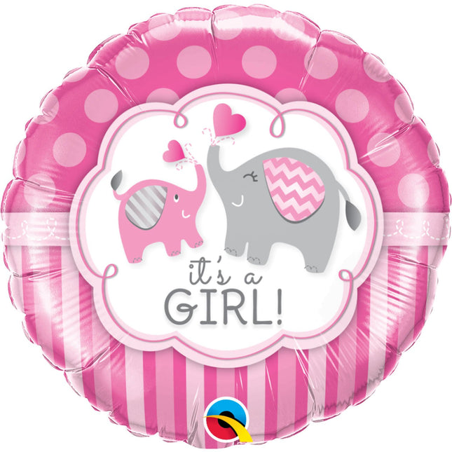 Feestbazaar Folieballon It's A Girl Roze Olifant - 45 cm