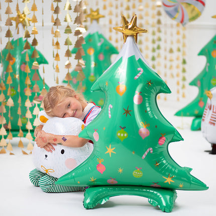 Feestbazaar Folieballon Kerstboom Staand (78x94cm)