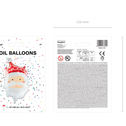 Feestbazaar Folieballon Kerstman (37x60cm)