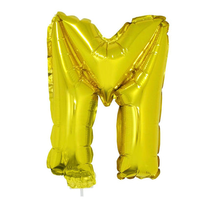 Feestbazaar Folieballon Letter 'M' Goud Met Stokje
