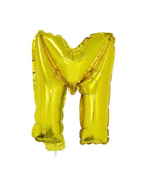 Feestbazaar Folieballon Letter 'M' Goud Met Stokje
