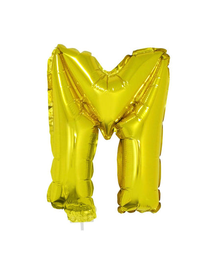 Feestbazaar Folieballon Letter 'M' Goud Met Stokje