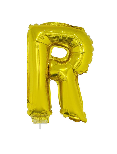 Feestbazaar Folieballon Letter 'R' Goud Met Stokje