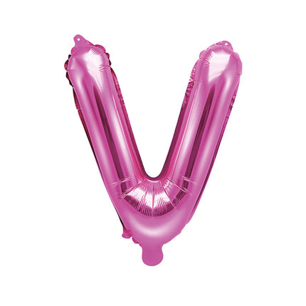 Feestbazaar Folieballon Letter 'V' Donker Roze - 35cm