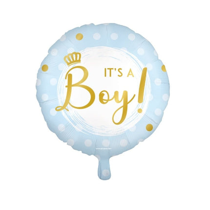 Feestbazaar Folieballon Lichtblauw  'it's a boy!' (45cm)