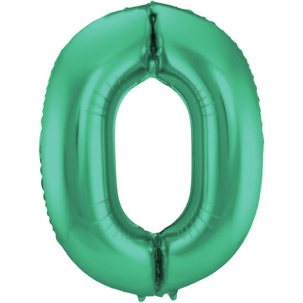 Feestbazaar Folieballon Mat Groen Cijfer '0' - 86cm