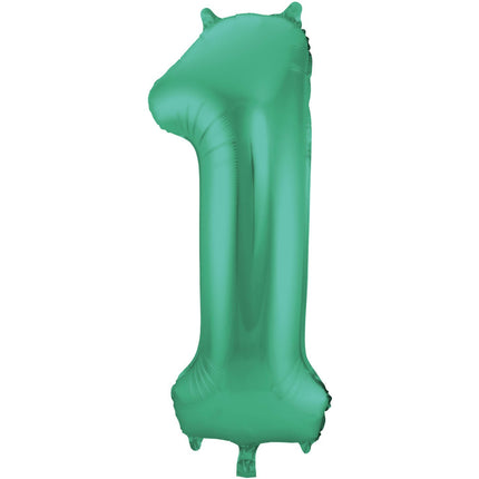 Feestbazaar Folieballon Mat Groen Cijfer '1' - 86cm