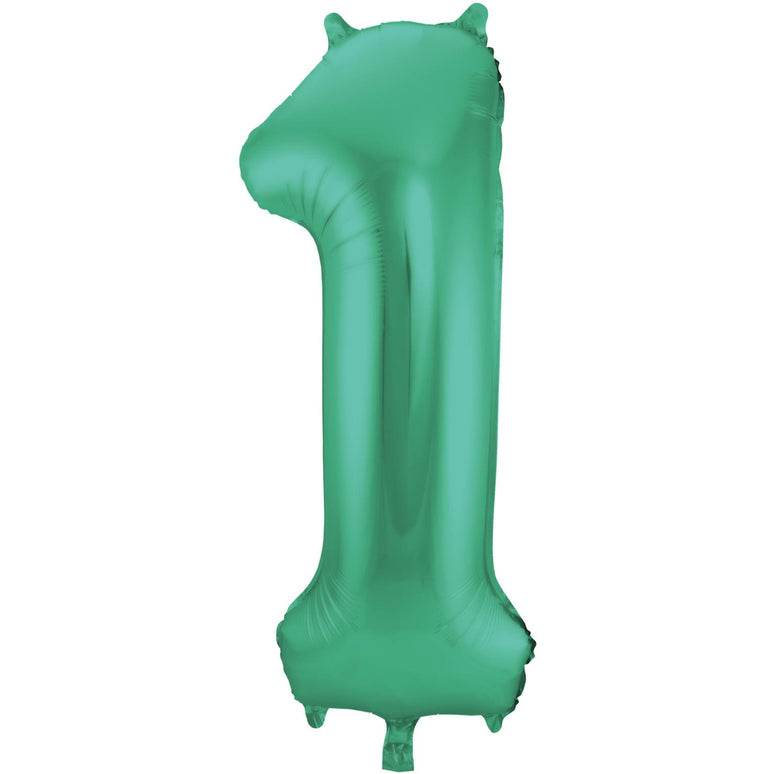Feestbazaar Folieballon Mat Groen Cijfer '1' - 86cm
