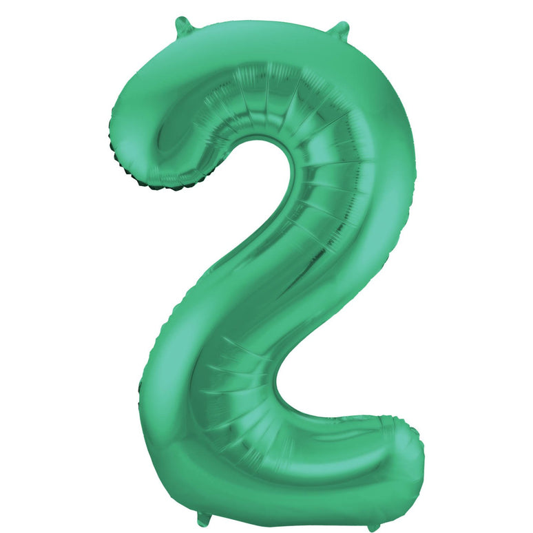 Feestbazaar Folieballon Mat Groen Cijfer '2' - 86cm