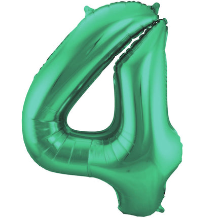 Feestbazaar Folieballon Mat Groen Cijfer '4' - 86cm