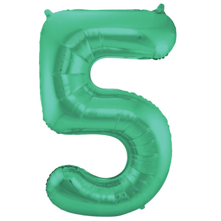 Feestbazaar Folieballon Mat Groen Cijfer '5' - 86cm